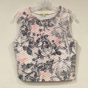 Gianni Bini Quilted Floral Crop Top Size Large EUC